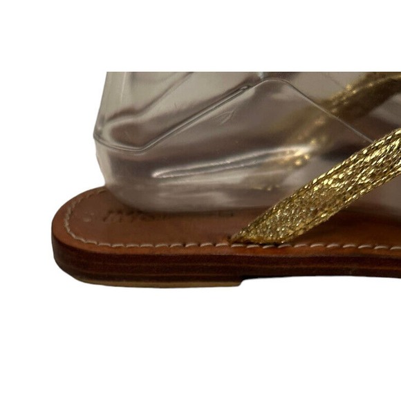 Mystique Gold Leather Crystal Rhinestone StarfishThong Flip Flop Sandal Womens 7 - Picture 5 of 12